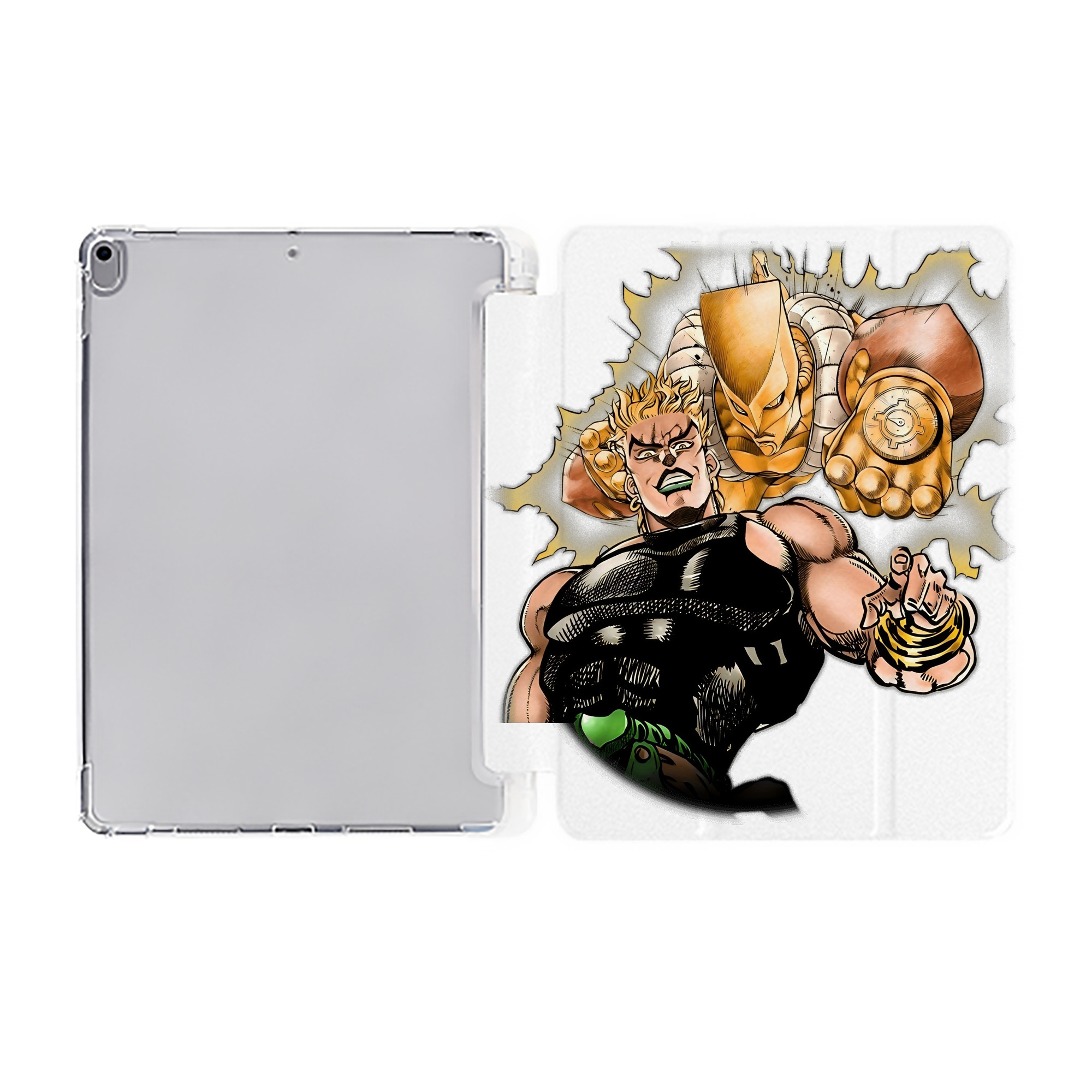 （画像用） ジョジョの奇妙な冒険 ディオ?ブランドー JoJo's Bizarre Adventure Dio Brando IPad ケース ペン収納付き 三つ折りスタンド PUレザー×シリコン 対応機種9.5/10.5/10.9インチ